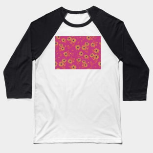 The cute flower pattern in pink and yellow, orange and blue colours Baseball T-Shirt